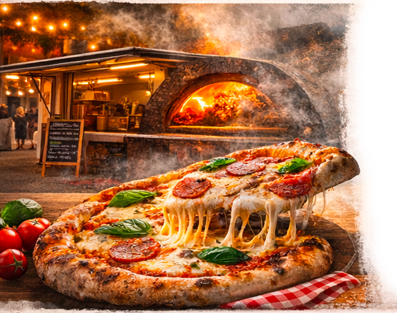 Pizza au feu de bois préparée par Le Rital